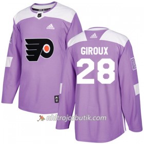 Män Ishockey Philadelphia Flyers Tröja Claude Giroux 28 Adidas 2017-2018 Lila Fights Cancer Practice Authentic